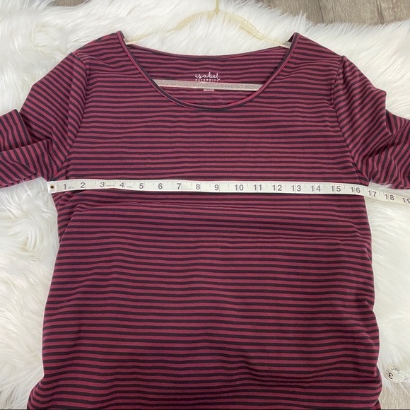 Isabel Maternity Maroon Striped Midi Dress - Picture 5 of 6